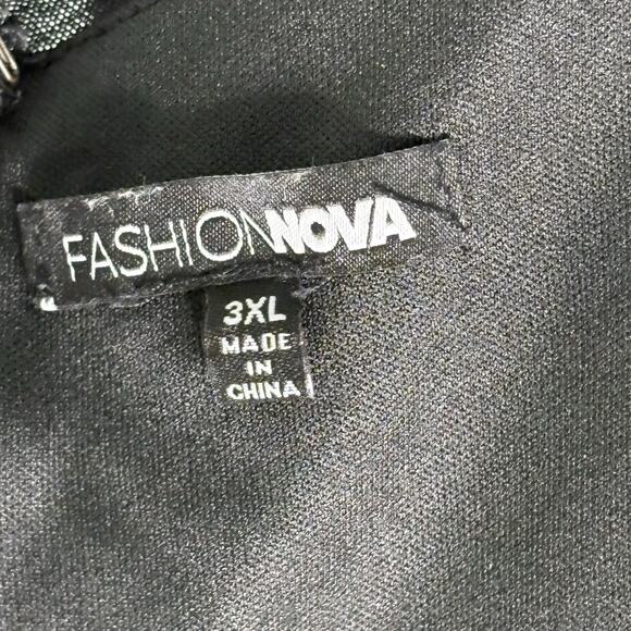 FASHION NOVA Sheath Dress Bodycon Mesh Long Sleeve Ruched Goth Vamp Black Sz 3X - Picture 6 of 6